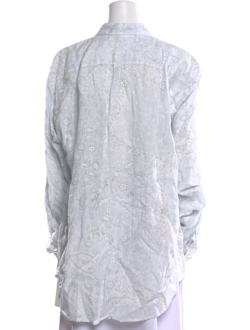 120% Lino Linen Long Sleeve Button-Up Top