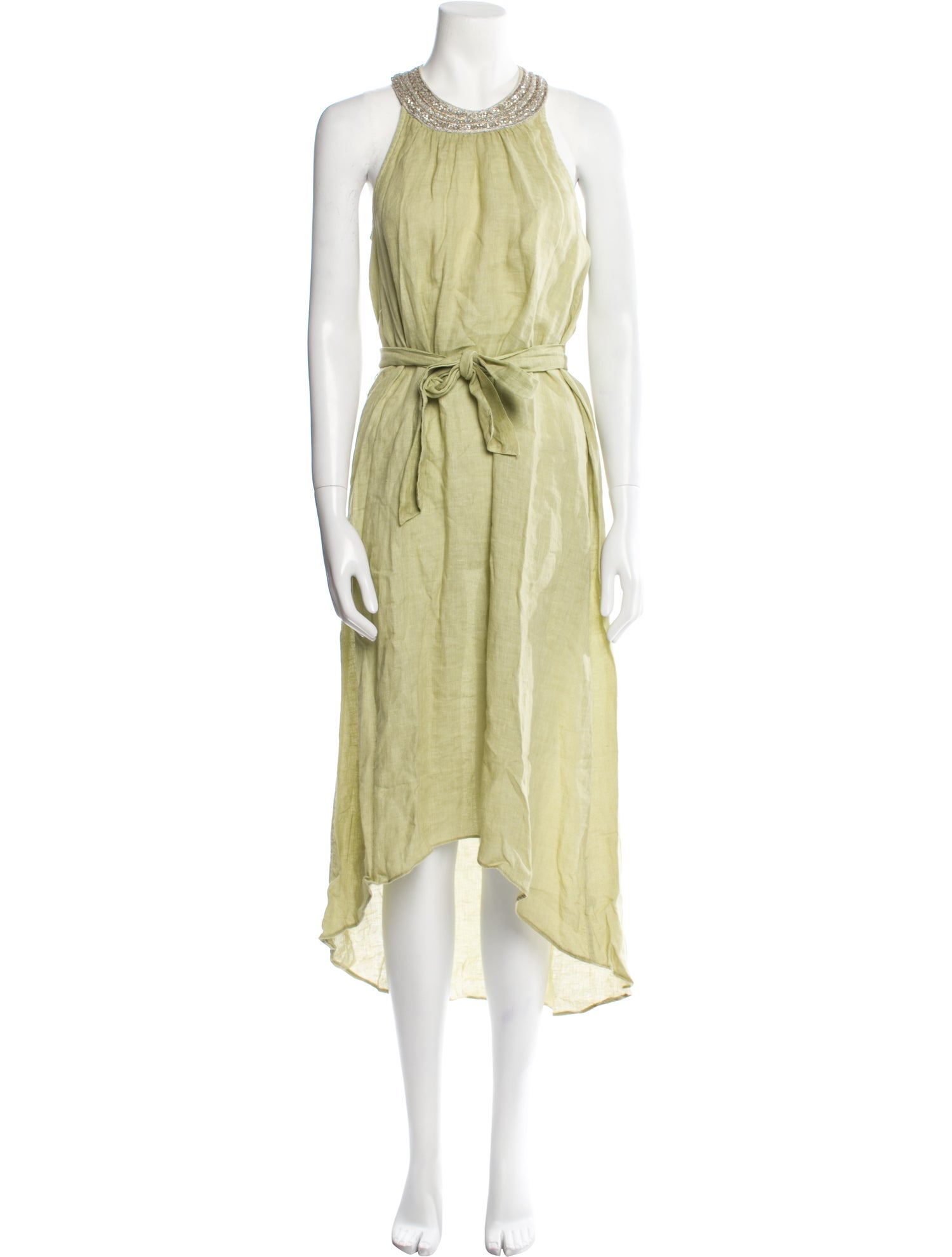 120% Lino Halterneck Long Dress