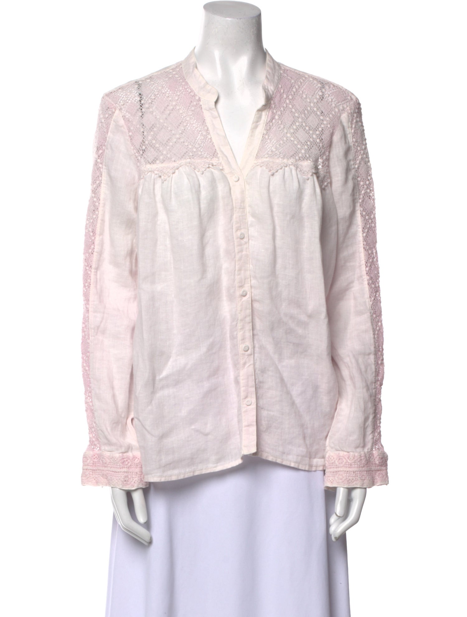 120% Lino Linen V-Neck Button-Up Top