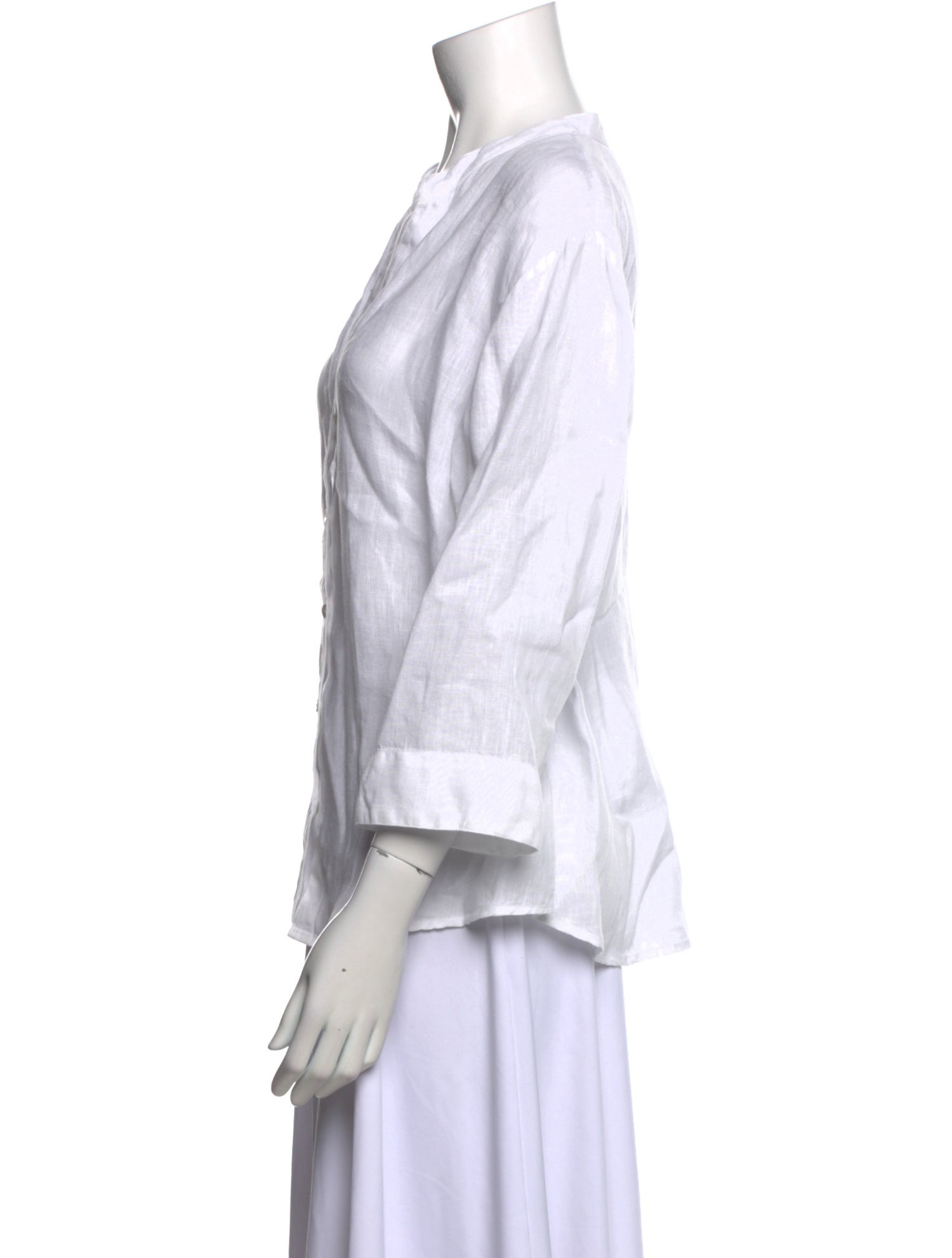 120% Lino Linen V-Neck Button-Up Top