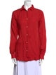 120% Lino Linen Long Sleeve Button-Up Top
