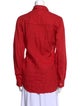 120% Lino Linen Long Sleeve Button-Up Top