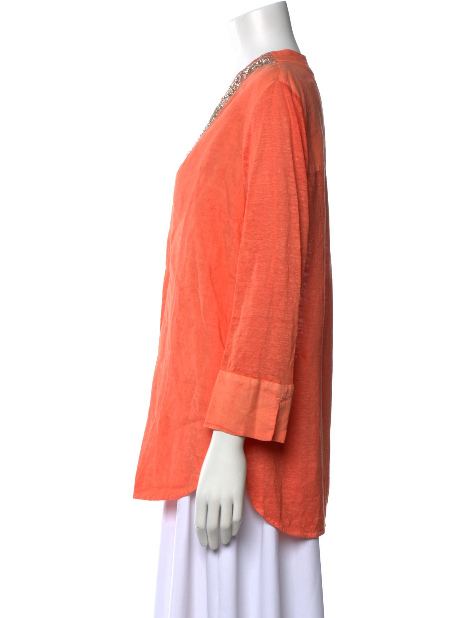 120% Lino Linen V-Neck Blouse w/ Tags