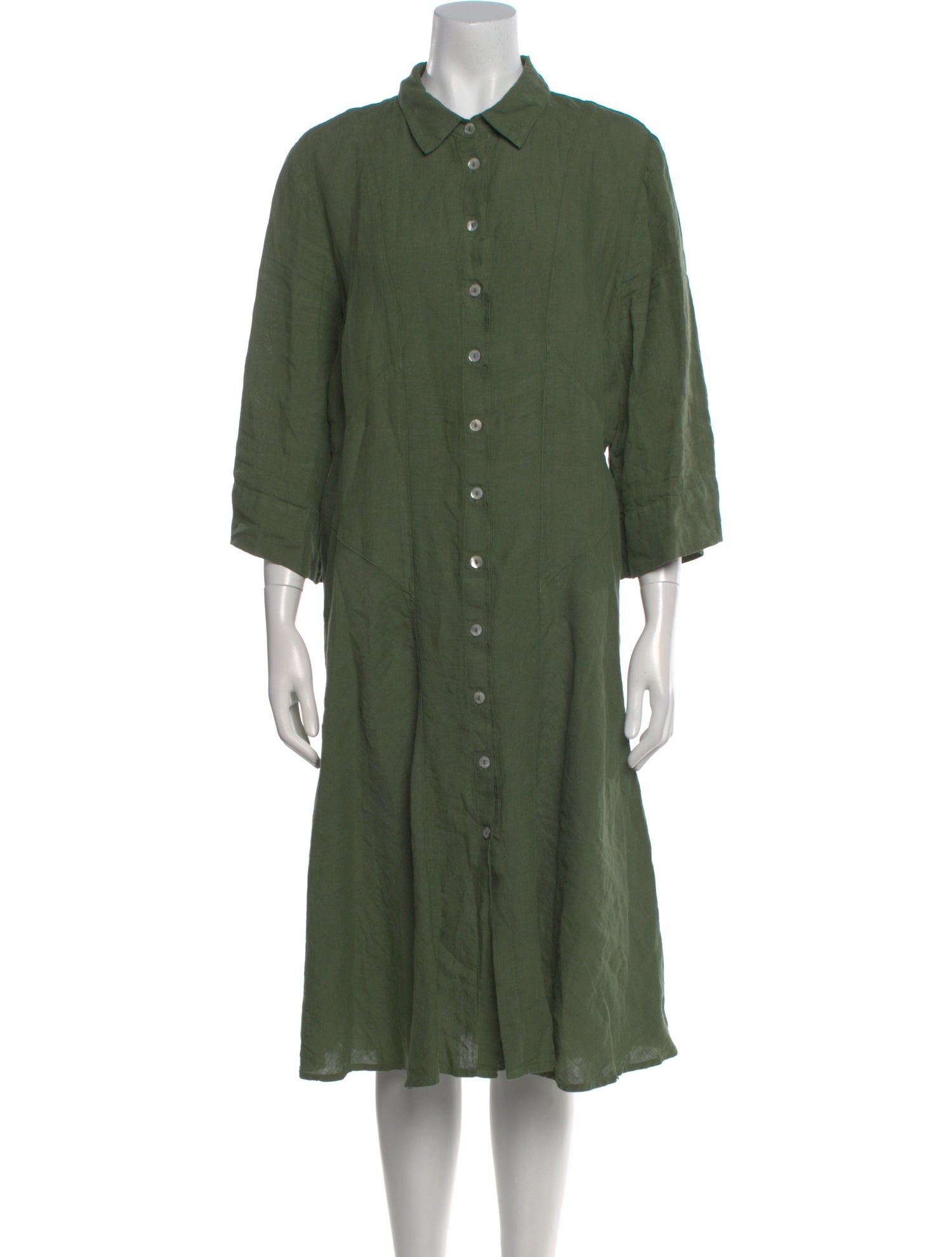 120% Lino Linen Midi Length Dress