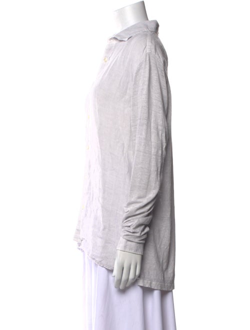 120% Lino Linen Long Sleeve Button-Up Top