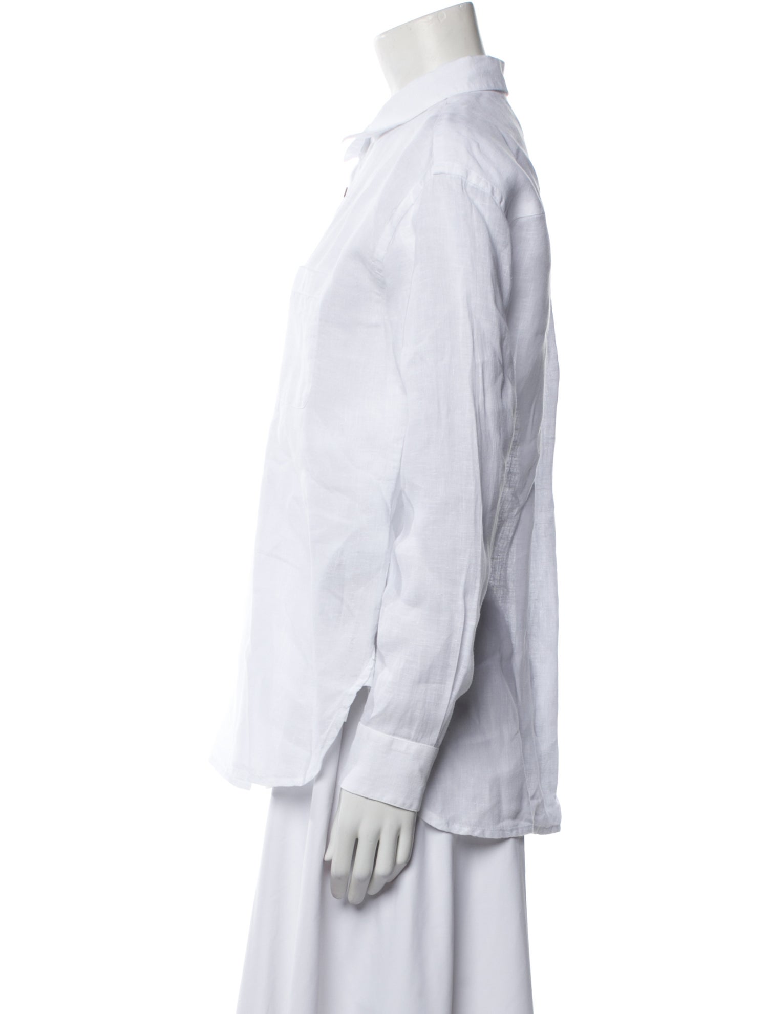 120% Lino Linen Long Sleeve Button-Up Top