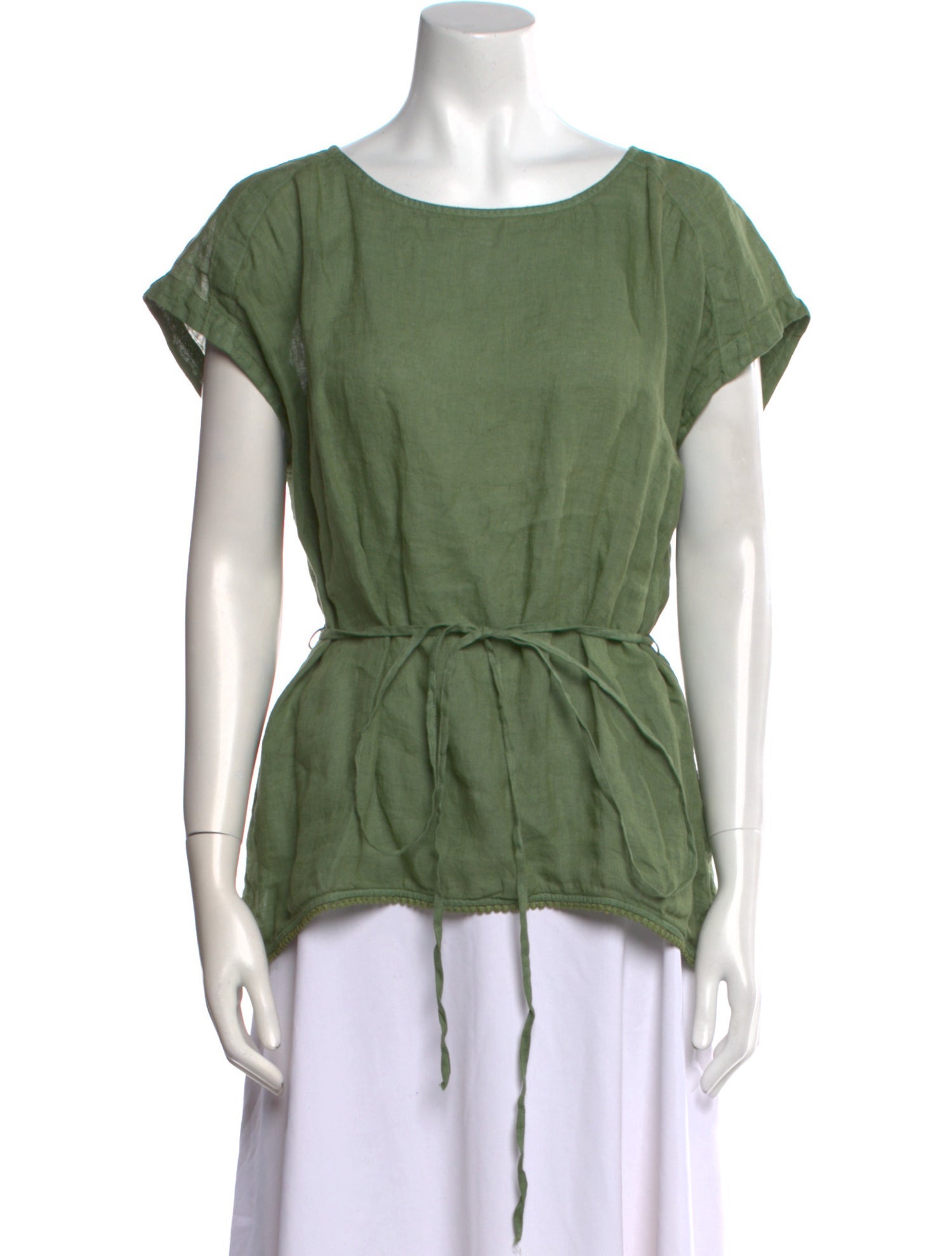 120% Lino Linen Scoop Neck Blouse