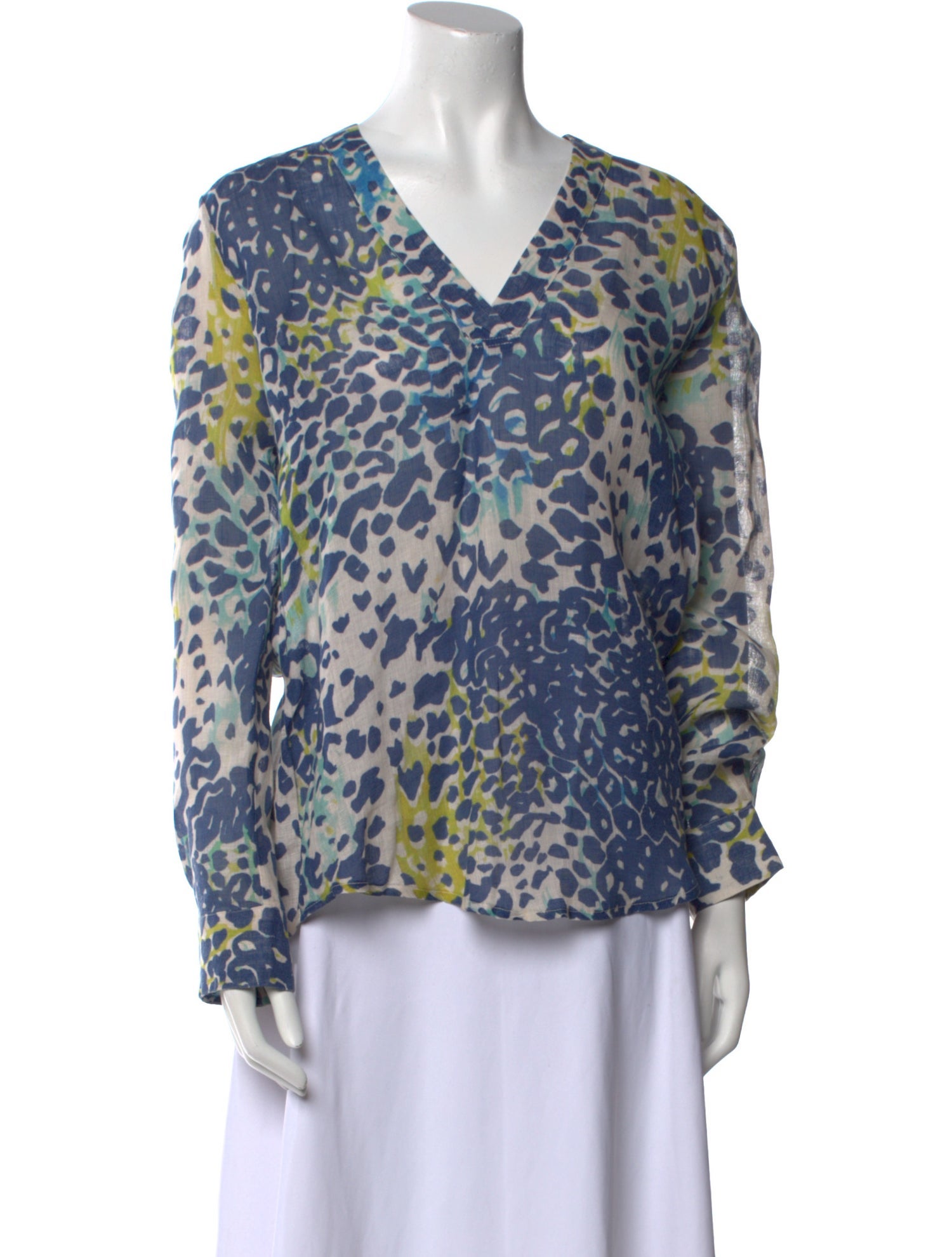 120% Lino Linen Animal Print Blouse