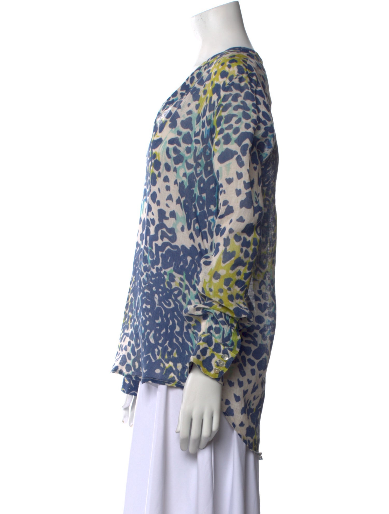120% Lino Linen Animal Print Blouse