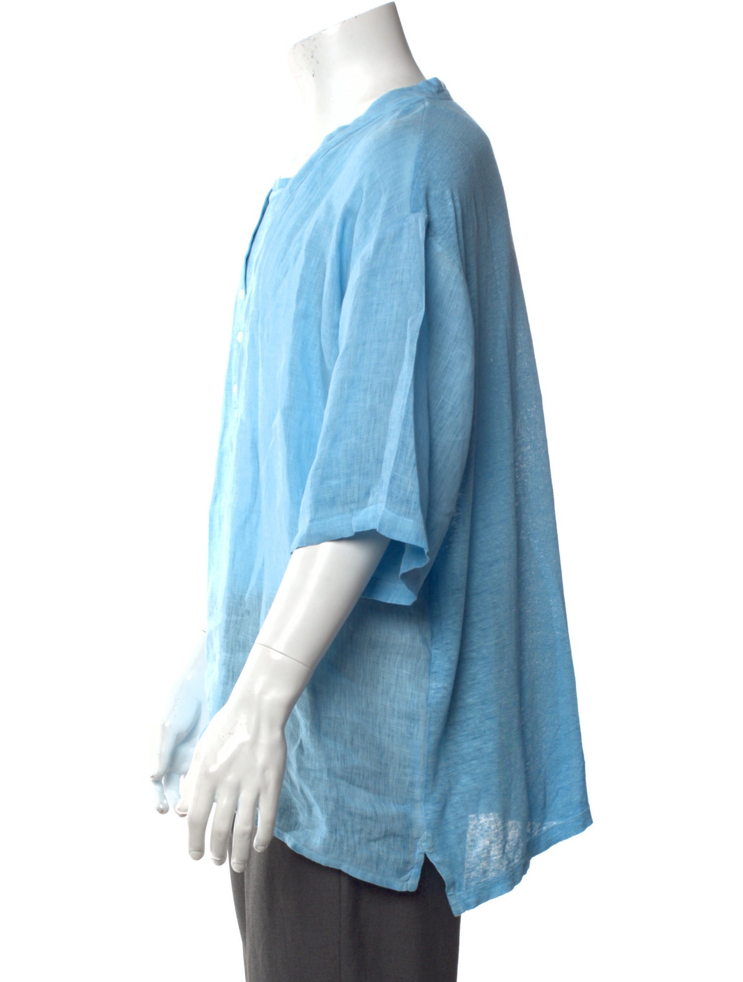 120% Lino Square Neck Three-Quarter Sleeve Polo Shirt