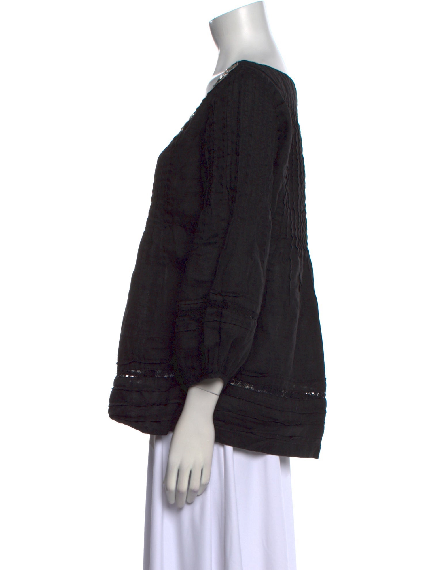 120% Lino Linen Bateau Neckline Blouse