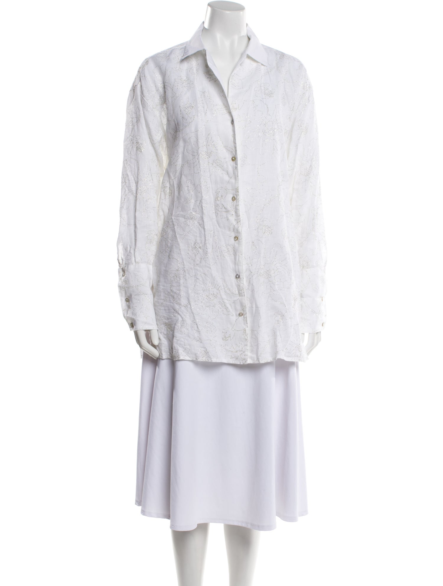 120% Lino Linen Lace Pattern Tunic