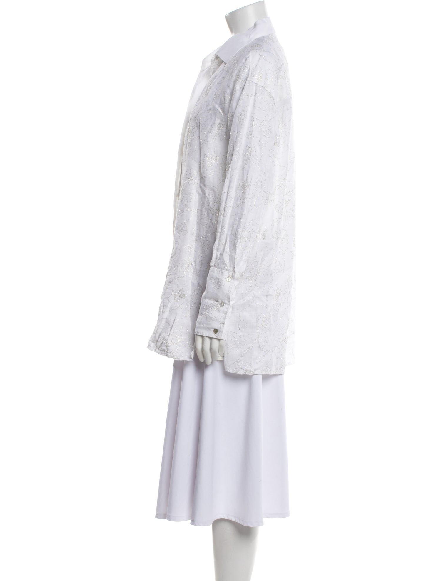 120% Lino Linen Lace Pattern Tunic