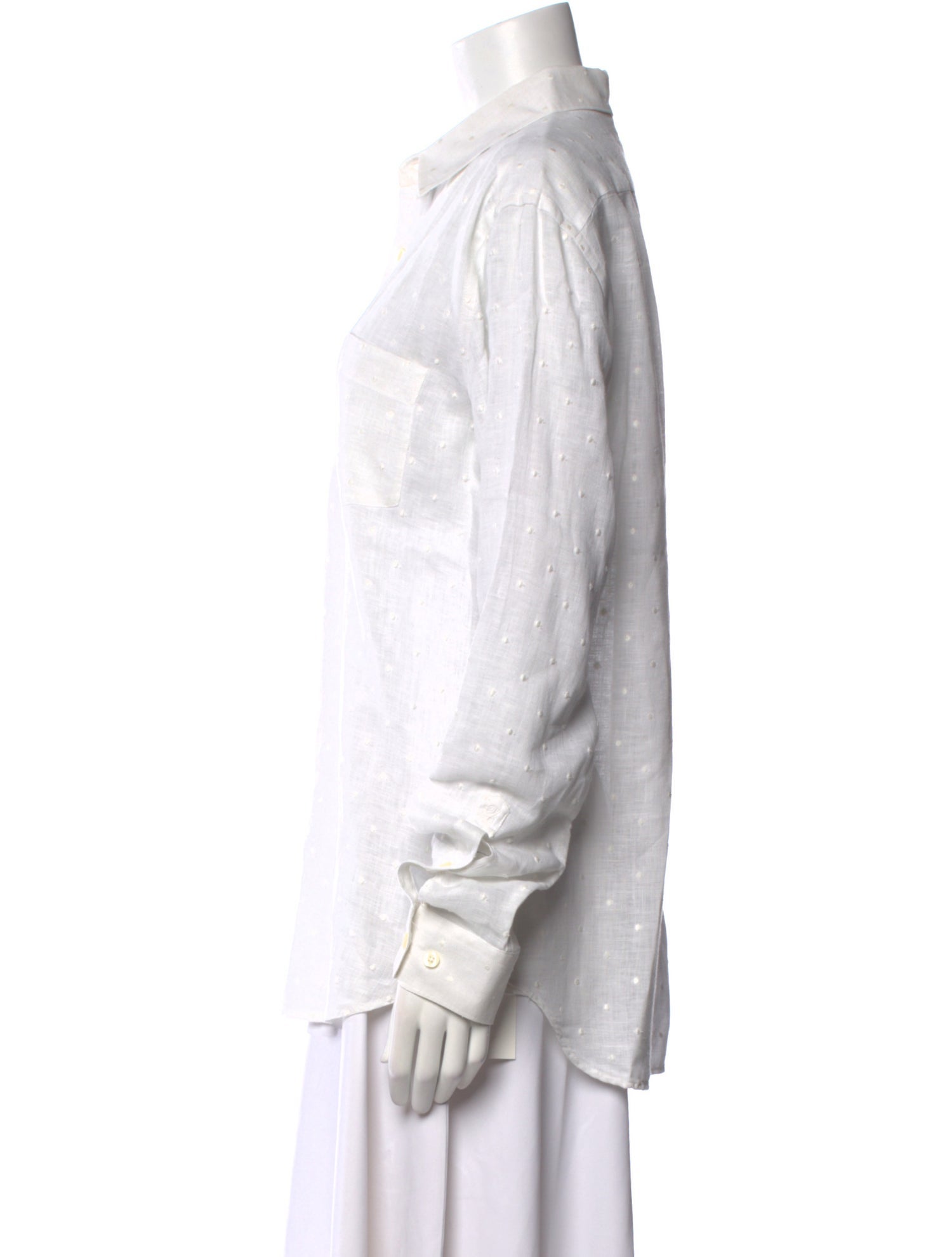 120% Lino Linen Printed Button-Up Top