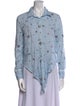120% Lino Linen Printed Button-Up Top