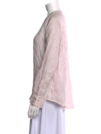 120% Lino Linen V-Neck Blouse