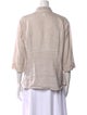 120% Lino Linen Three-Quarter Sleeve Button-Up Top
