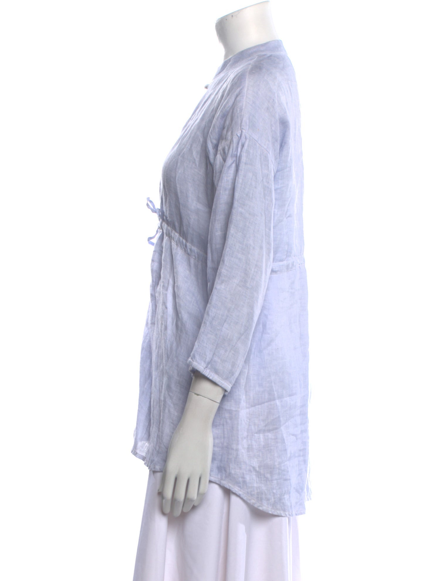120% Lino Linen Mock Neck Blouse