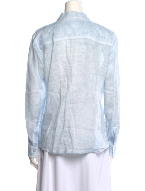 120% Lino Linen Long Sleeve Button-Up Top
