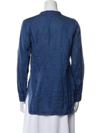 120% Lino Linen V-Neck Button-Up Top