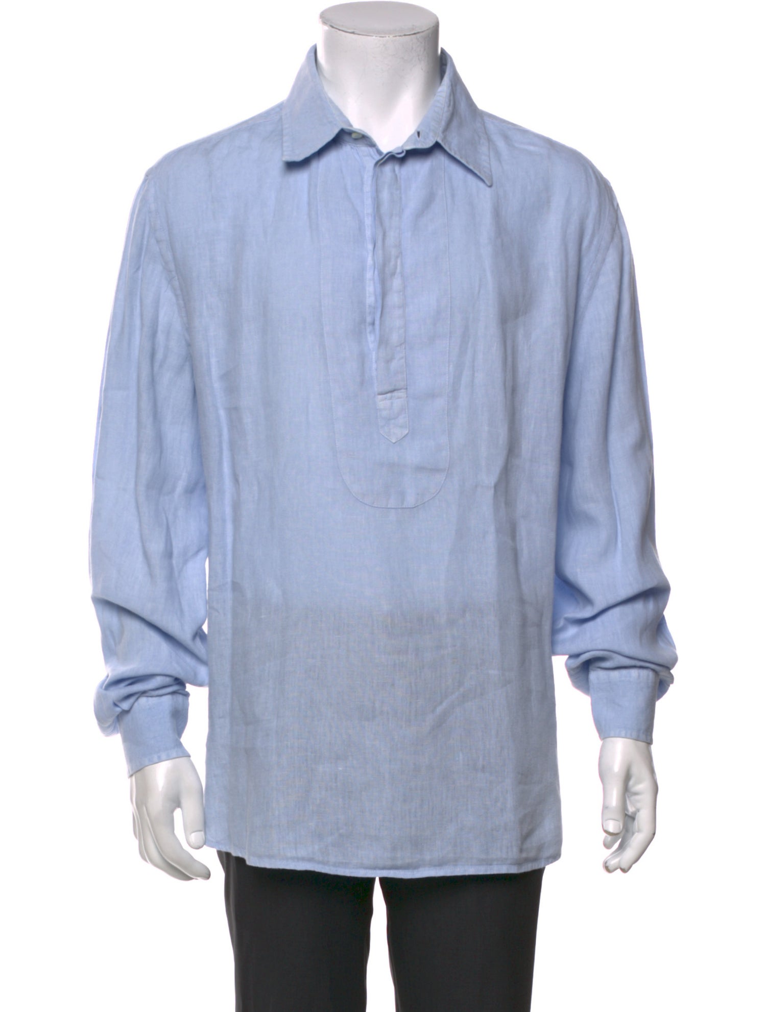 120% Lino Linen Crew Neck Polo Shirt