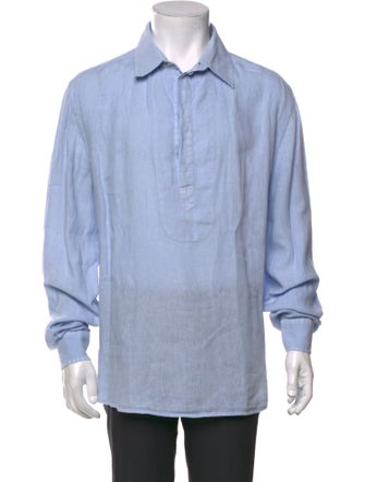 120% Lino Linen Crew Neck Polo Shirt