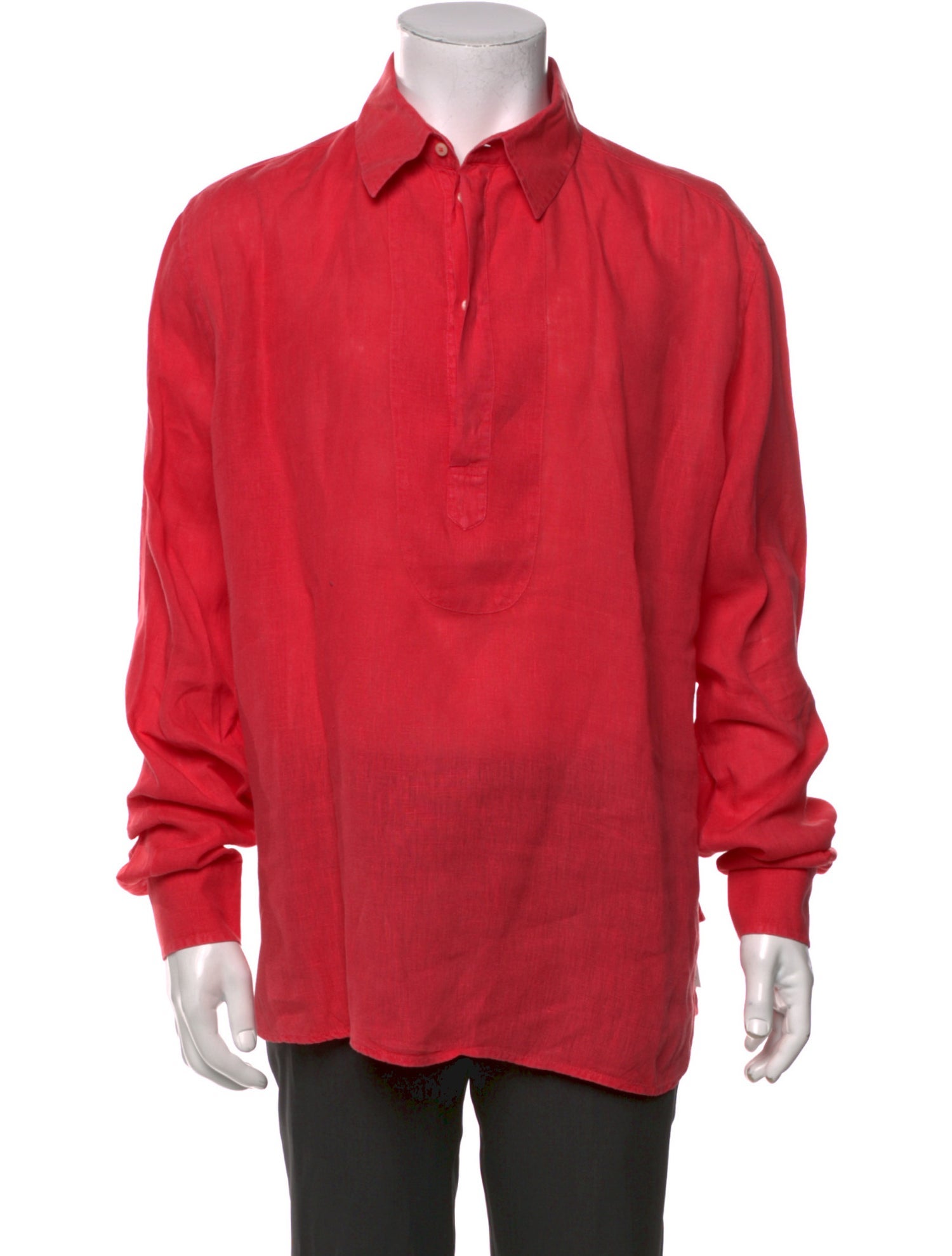 120% Lino Linen Crew Neck Polo Shirt