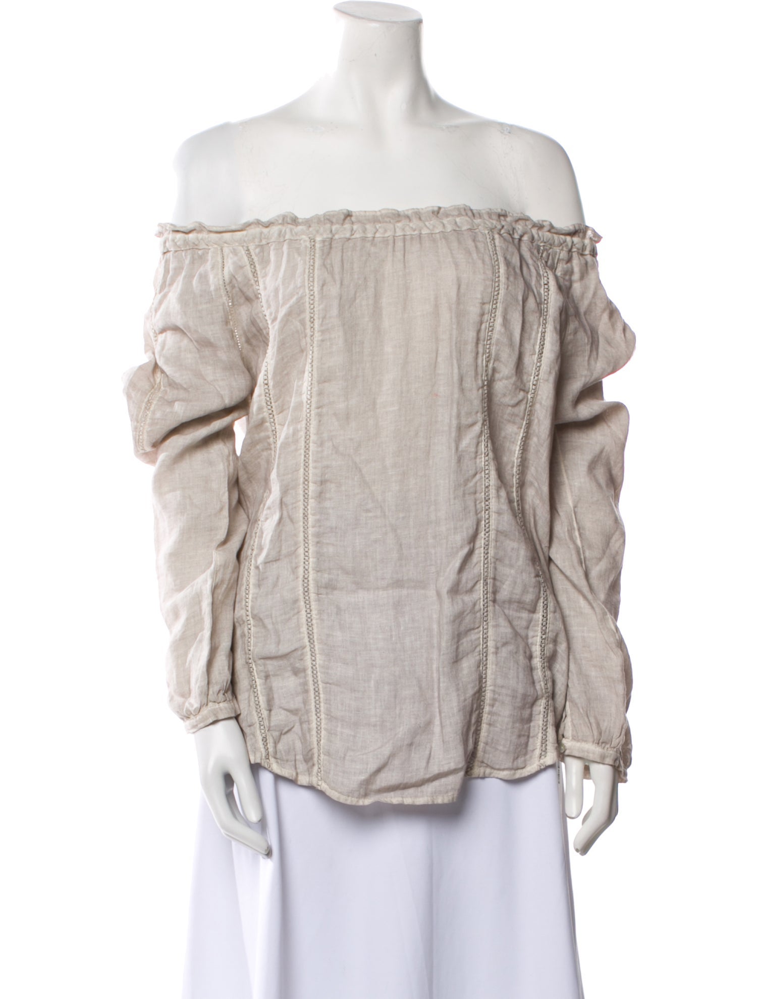 120% Lino Linen Off-The-Shoulder Blouse