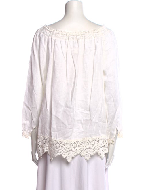 120% Lino Linen Bateau Neckline Blouse