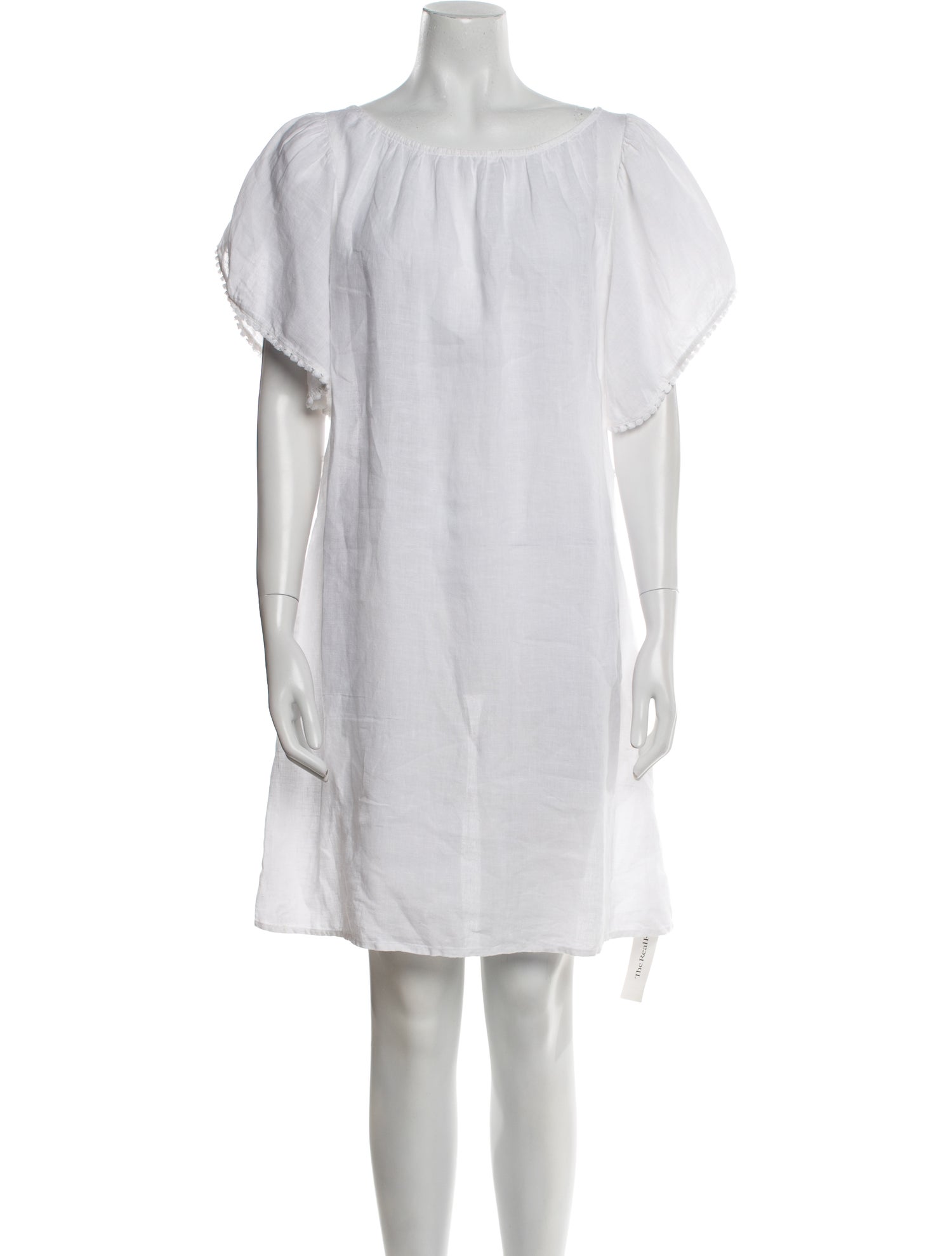 120% Lino Bateau Neckline Mini Dress