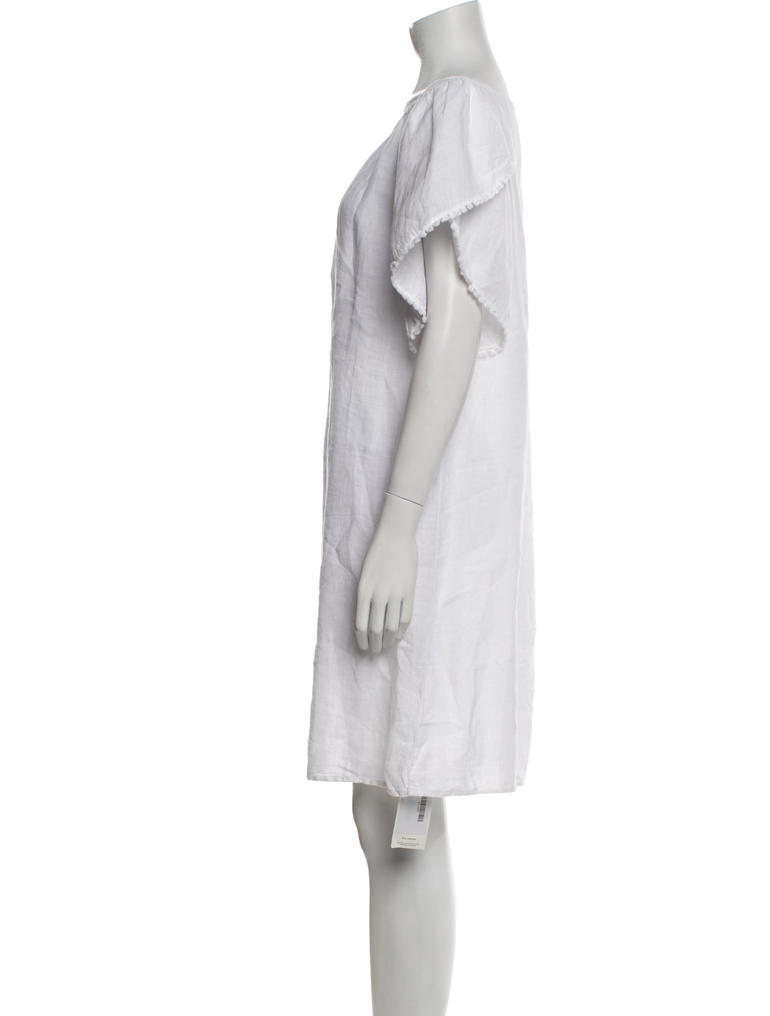 120% Lino Bateau Neckline Mini Dress