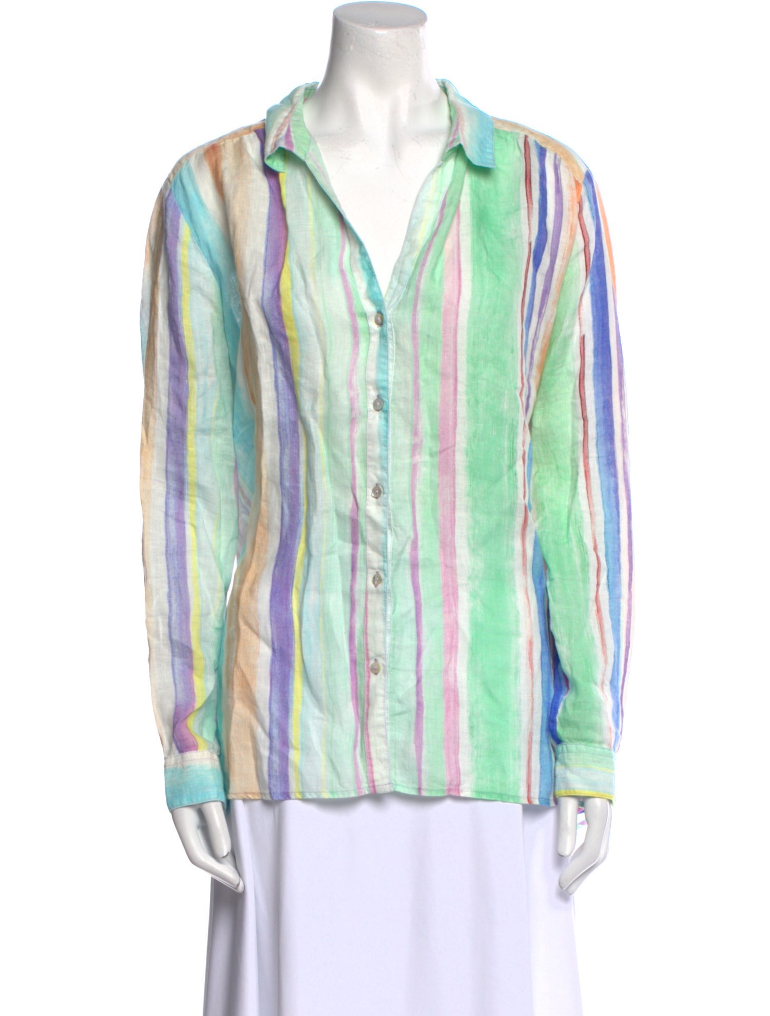 120% Lino Linen Printed Blouse