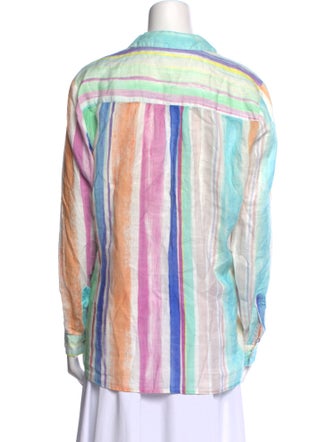 120% Lino Linen Printed Blouse