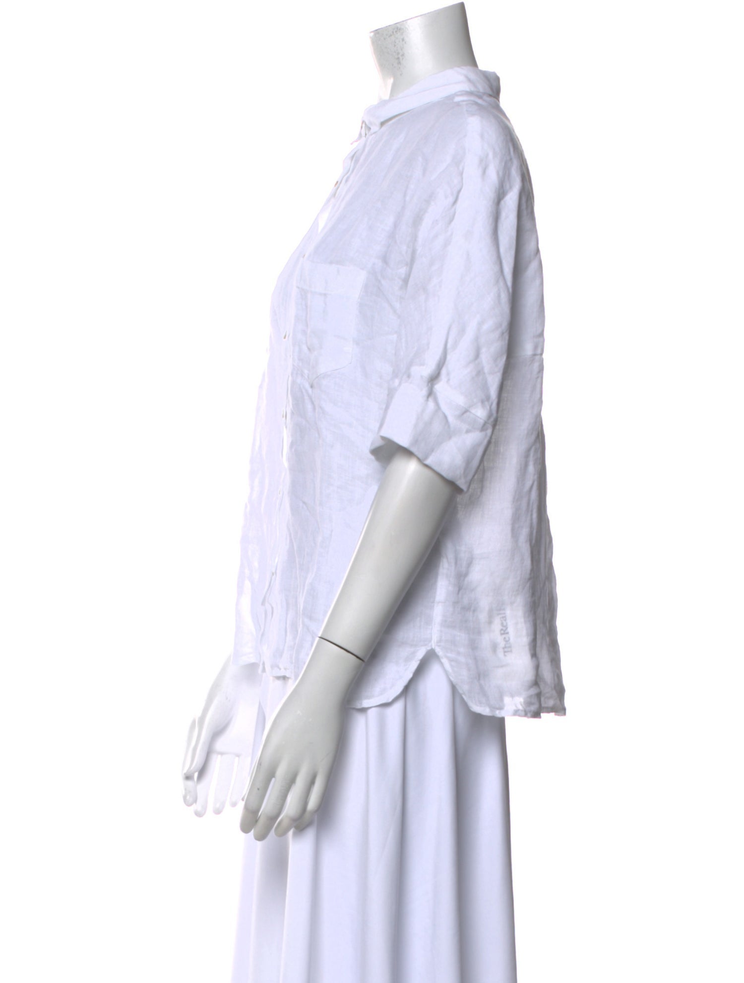 120% Lino Linen Short Sleeve Button-Up Top w/ Tags