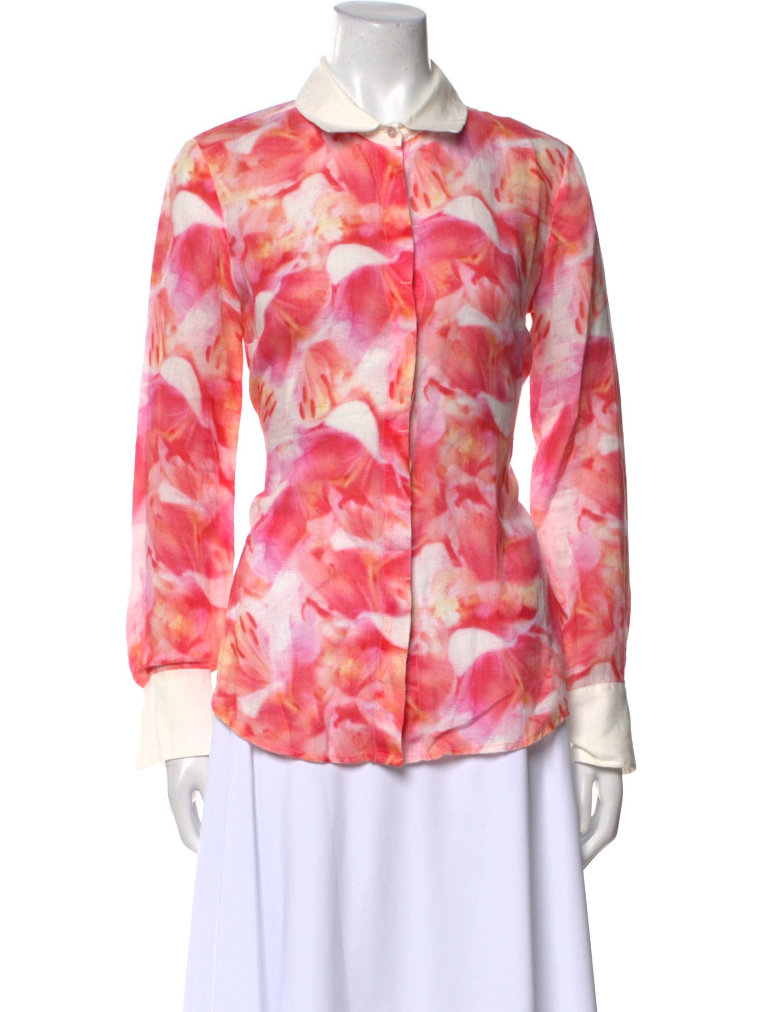 120% Lino Linen Floral Print Blouse
