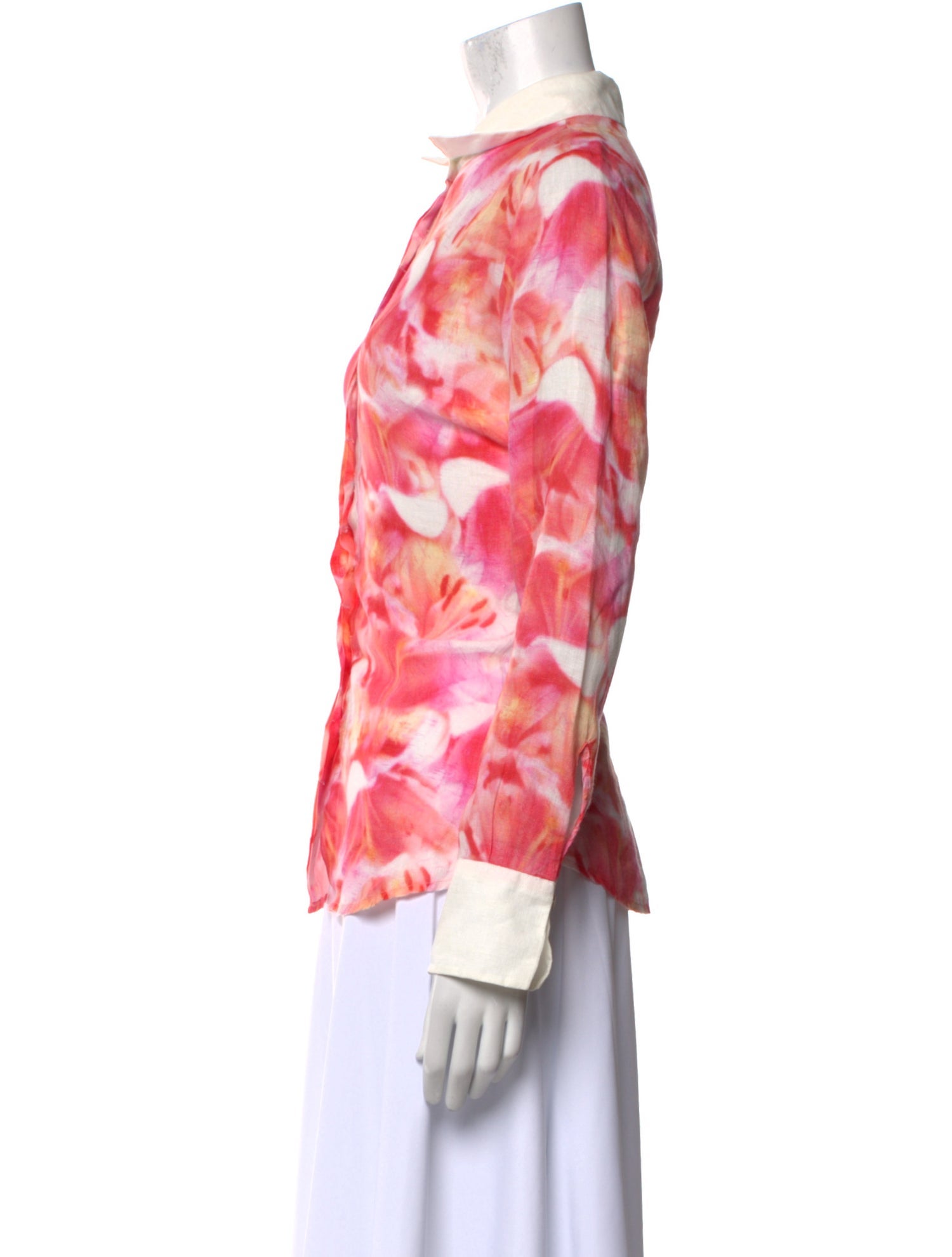 120% Lino Linen Floral Print Blouse