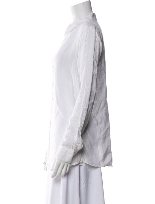 120% Lino Linen Long Sleeve Button-Up Top