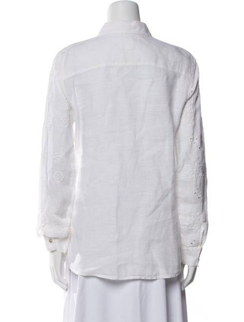 120% Lino Linen Long Sleeve Button-Up Top