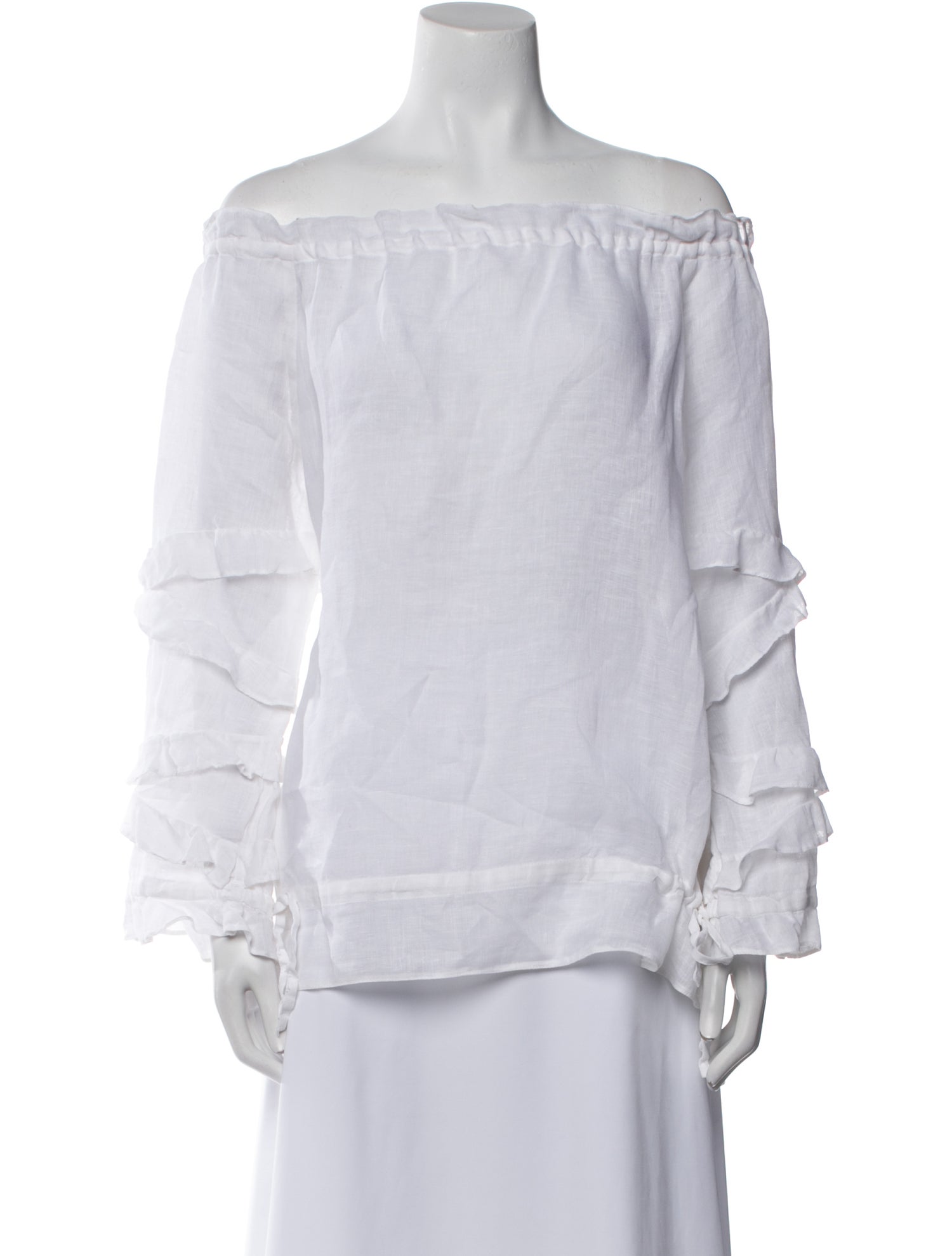 120% Lino Linen Off-The-Shoulder Blouse