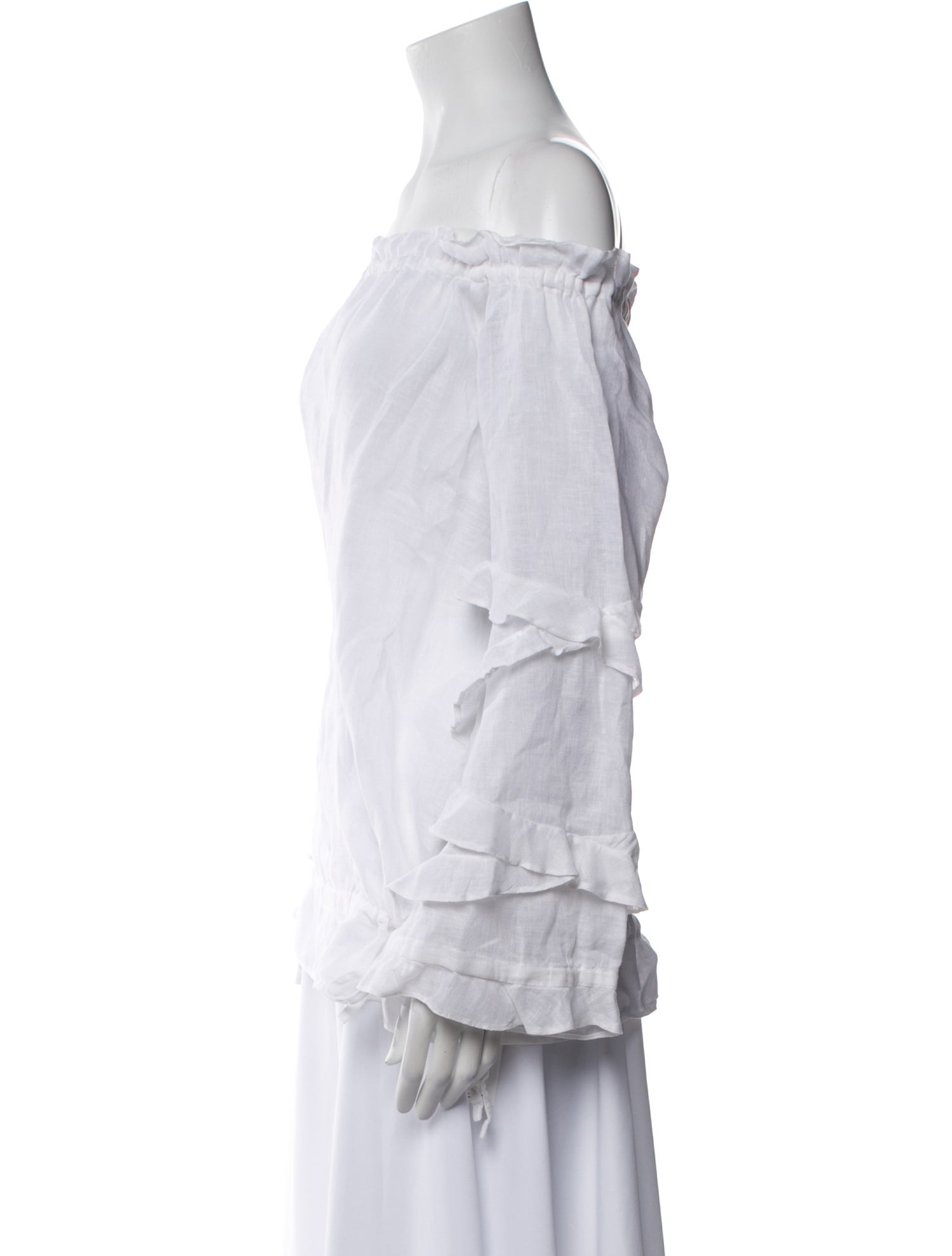 120% Lino Linen Off-The-Shoulder Blouse