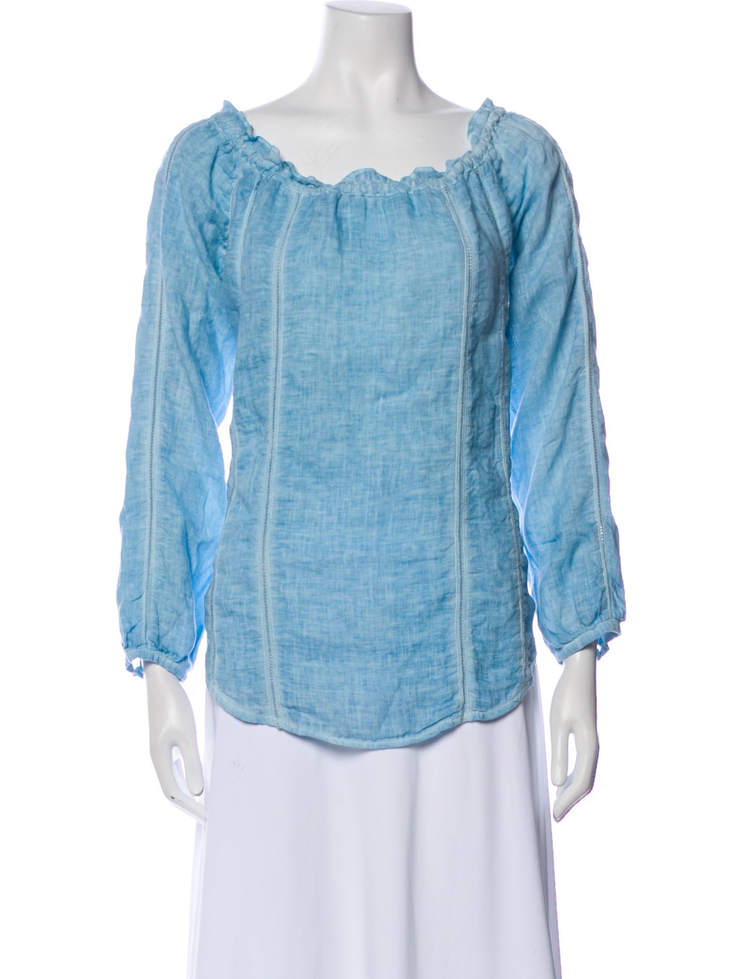 120% Lino Linen Scoop Neck Blouse