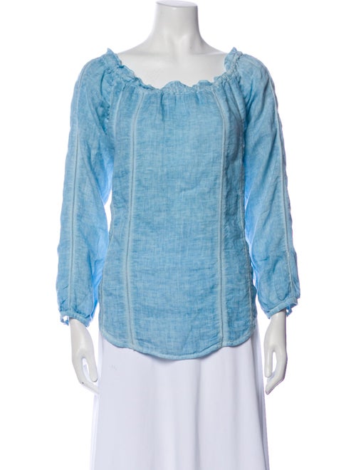 120% Lino Linen Scoop Neck Blouse