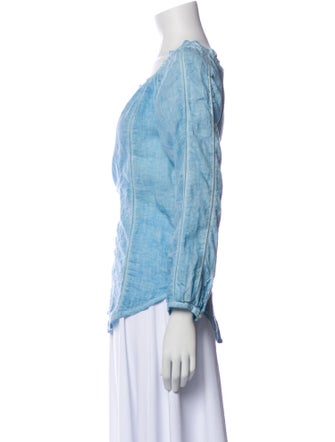 120% Lino Linen Scoop Neck Blouse