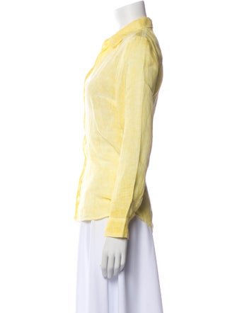 120% Lino Linen Long Sleeve Button-Up Top