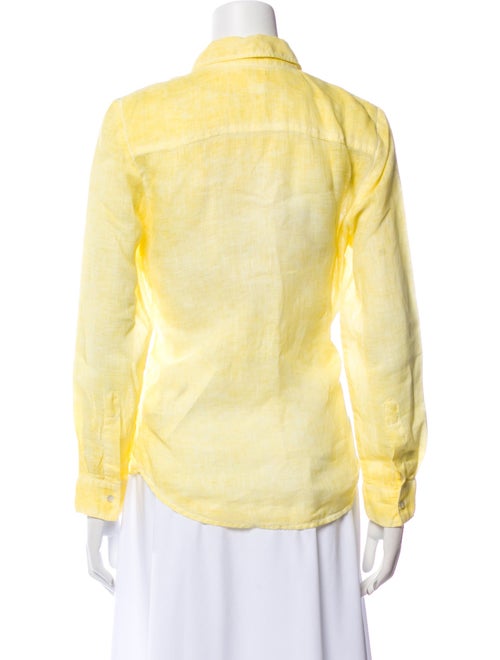 120% Lino Linen Long Sleeve Button-Up Top