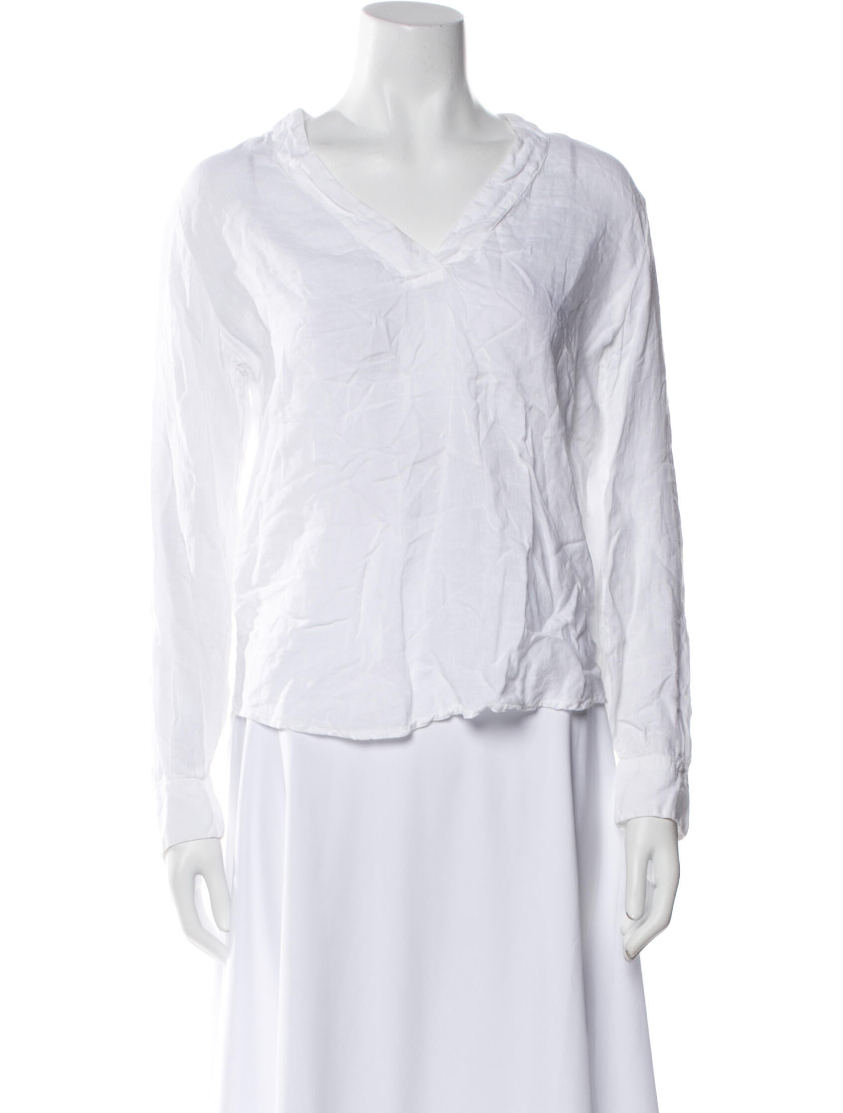 120% Lino Linen V-Neck Blouse