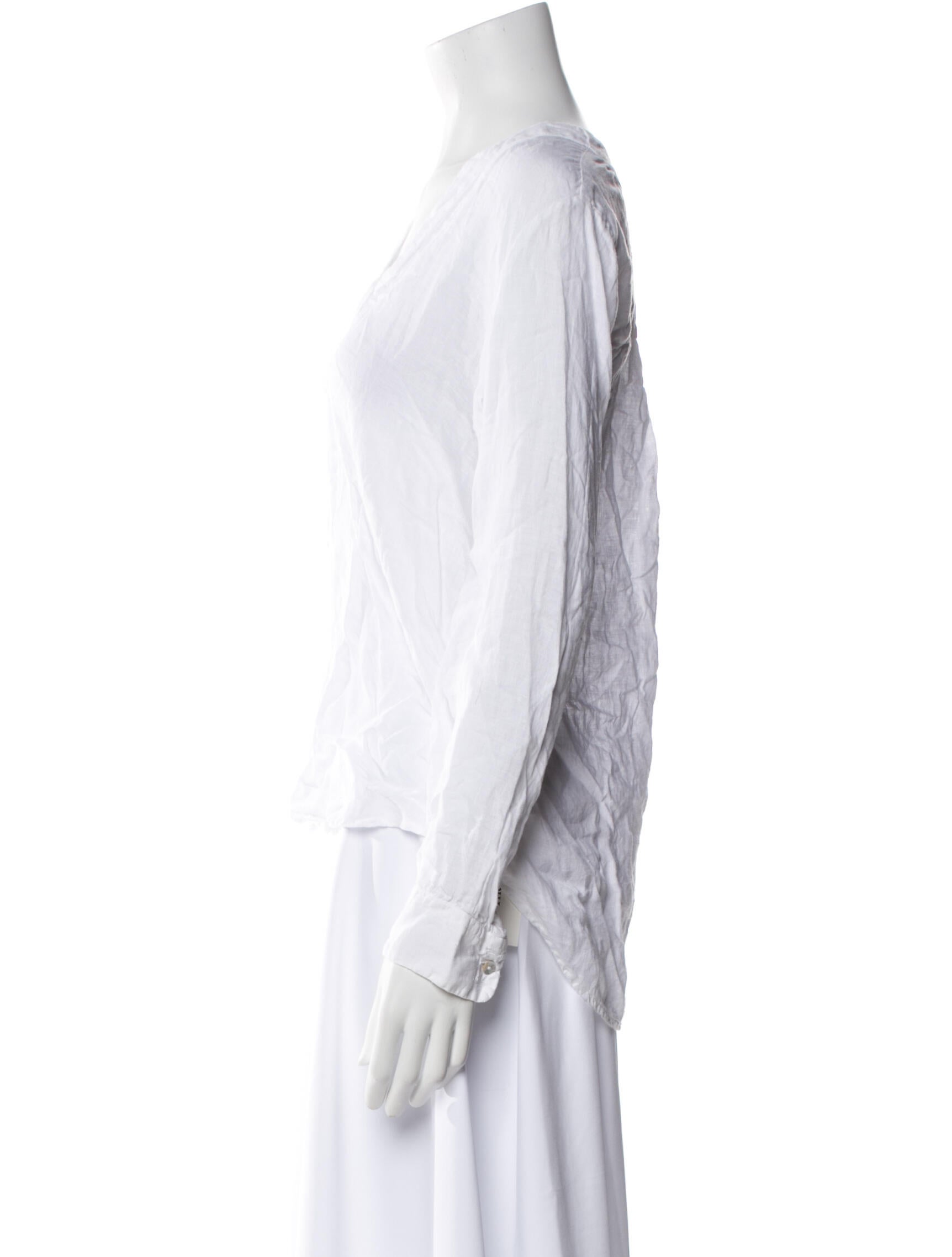 120% Lino Linen V-Neck Blouse