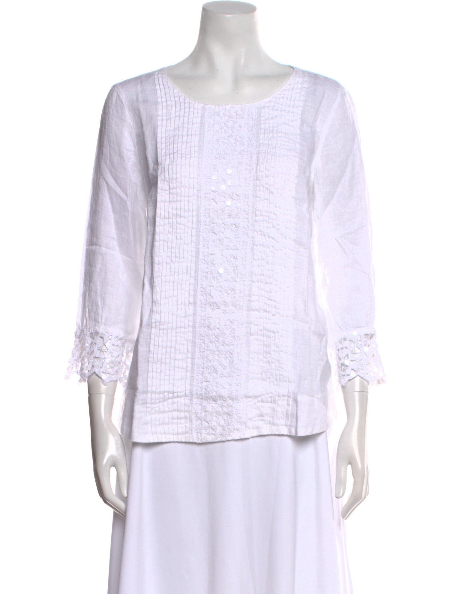 120% Lino Linen Bateau Neckline Top