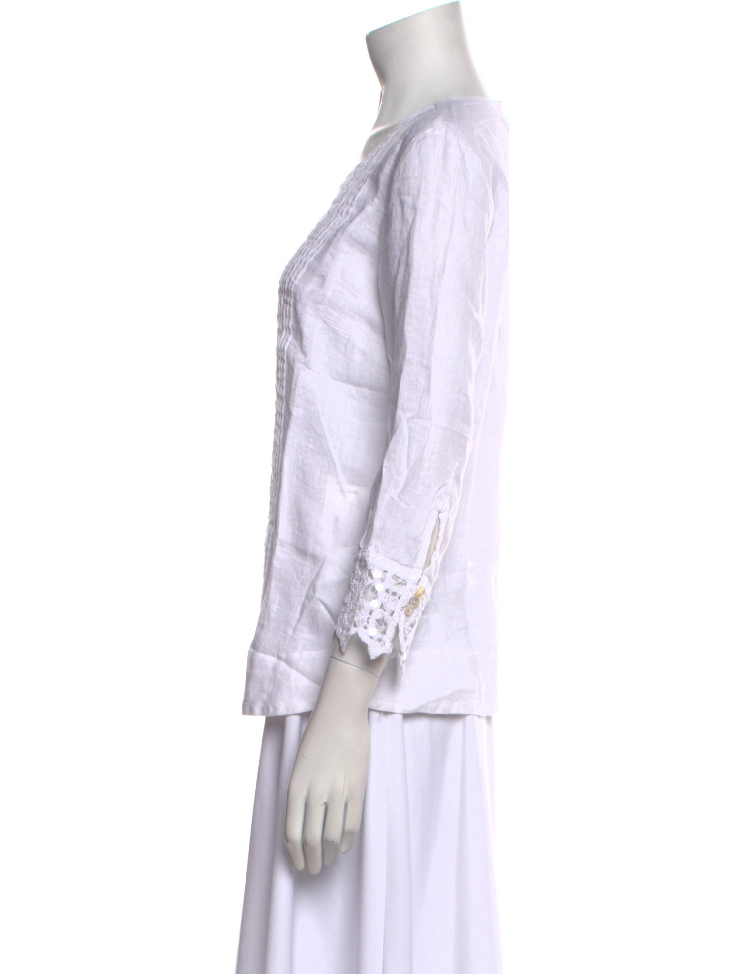 120% Lino Linen Bateau Neckline Top