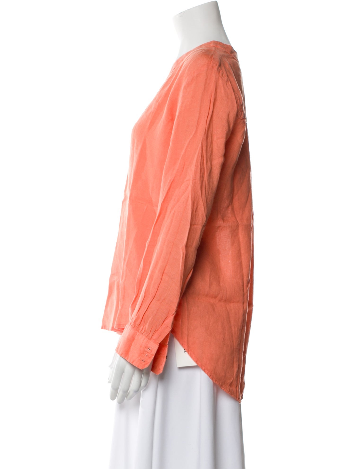 120% Lino V-Neck Long Sleeve Blouse w/ Tags